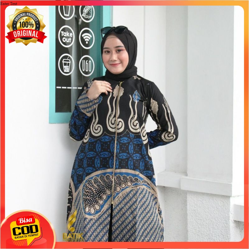 TUNIK MOTIF PITALOKA ATASAN BATIK WANITA LENGAN PANJANG KATUN PRINTING BATIK PRABUSENO ORIGINAL BATI