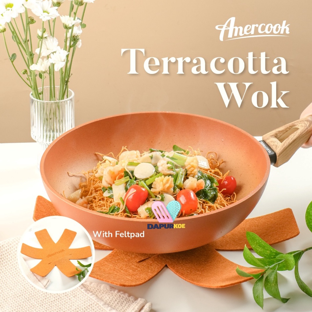 Panci Wajan Wok Pan Amercook 28 Cm Penggorengan Teflon Anti Lengket