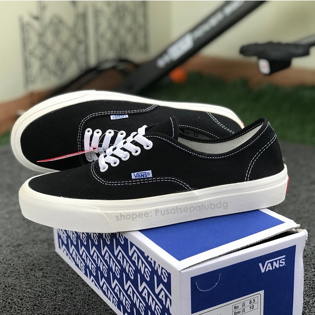 VANS AUTHENTIC LX OG BLACK WHITE SEPATU PRIA SNEAKERS