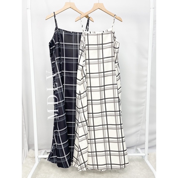 MDLV ~ 0290# Cadenza Plaid Camisole Dress Maxi Kotak Korea Import