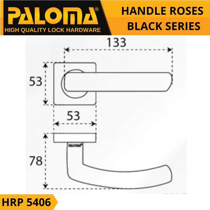 Handle Pintu Roses PALOMA HRP 5406 EVERTON SQ ZZ MB BLACK SERIES