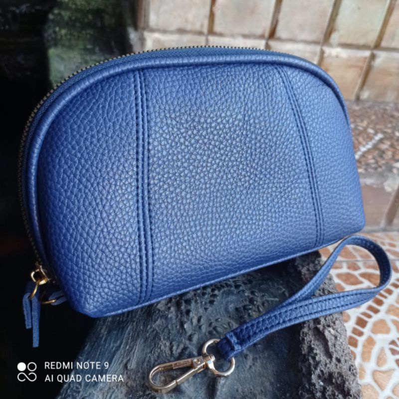 Dompet Wanita Papirut  Bapau Kulit Jeruk Sintetis Terlaris Skat Kartu COD-Navy