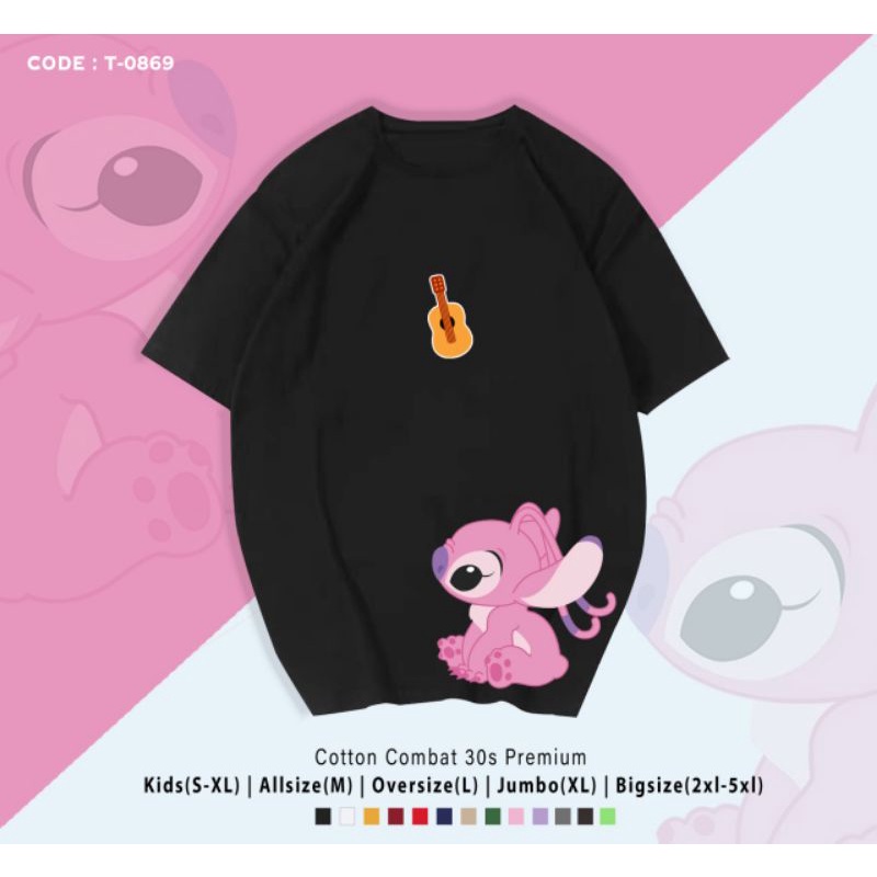 KAOS LUCU STITCH PINK/TSHIRT LIL STITCH PINK PREMIUM