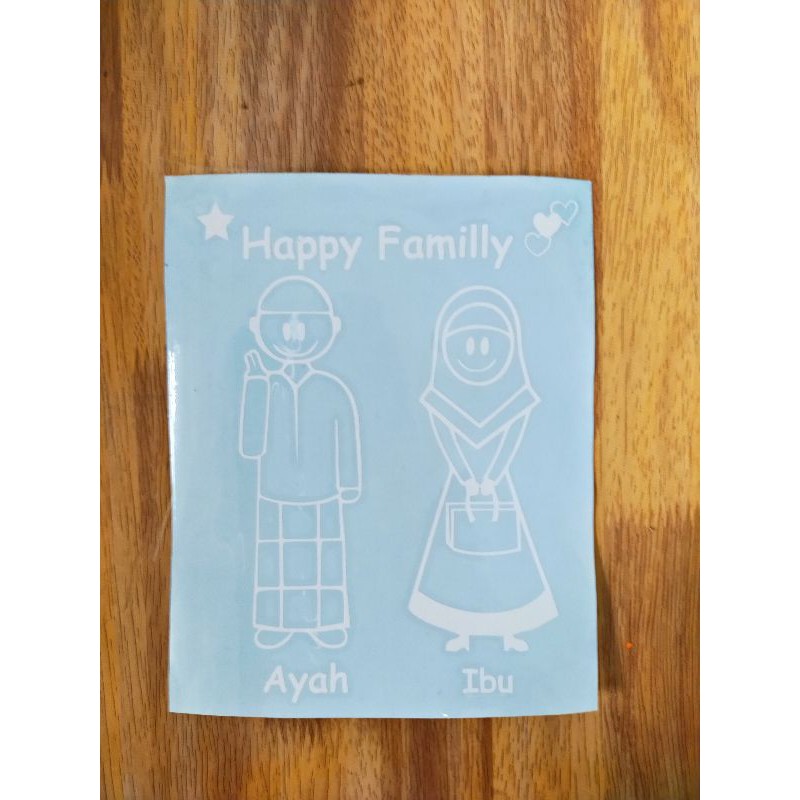 Stiker Mobil Happy Family Cutting Sticker Kaca Mobil Happy Family Ukuran Sedang