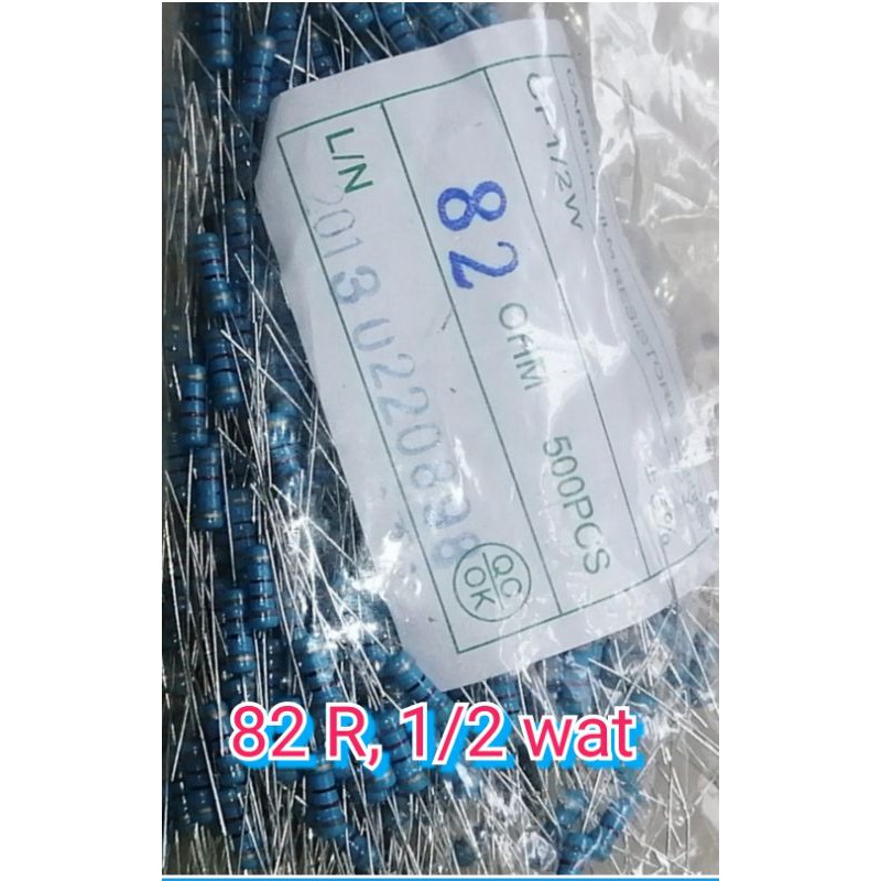 10 pcs RESISTOR, 82, ohm, 1/2 wat MF