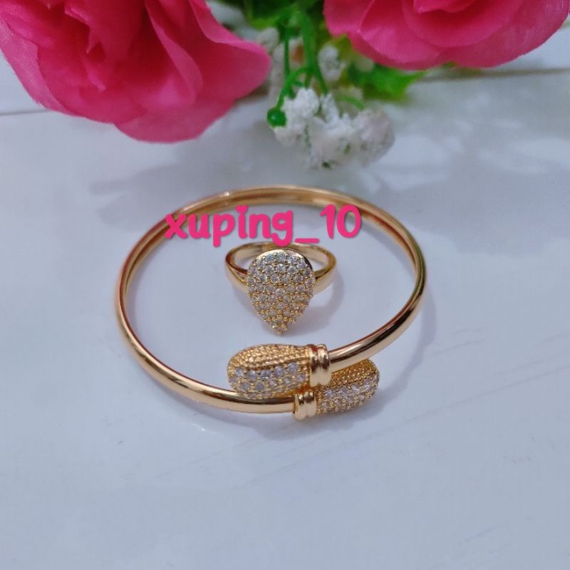 Gelang tangan xuping set cincin aksesoris fashion