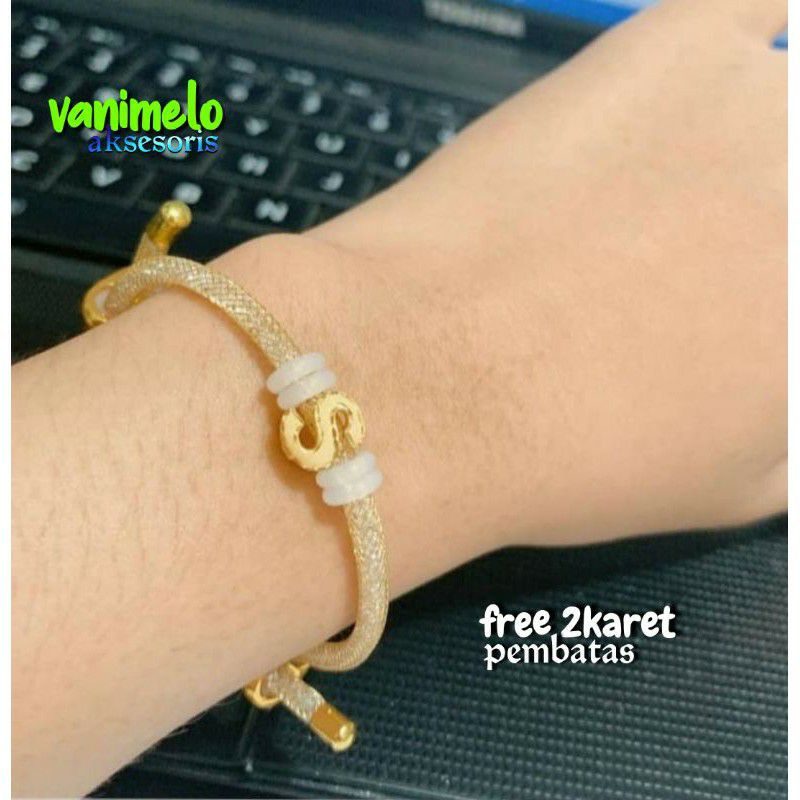 COD✅ Gelang Tangan Glitter Swarovski Serut Premium Gelang Tali Kawat Glitter Anak