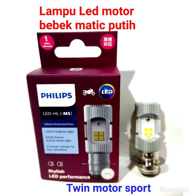  Lampu  Led  Philips  M5 H6  Arus DC kaki 1 Putih Bebek Matic 