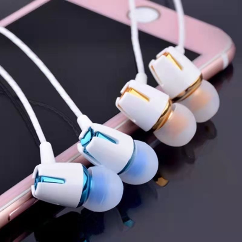 Headset Earphone Sport Musik Stereo Bass Noise Canceling Kabel 3.5mm Dengan Mic Untuk Android Samsung