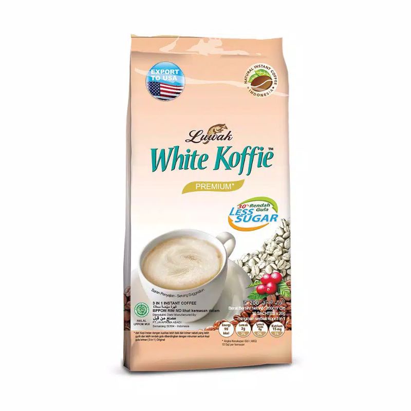 Luwak White coffe bag less sugar 10x20 gram