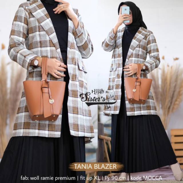 Tania Blazer Long Outer Hijab / Blazer Murah / Outer Motif Hijab