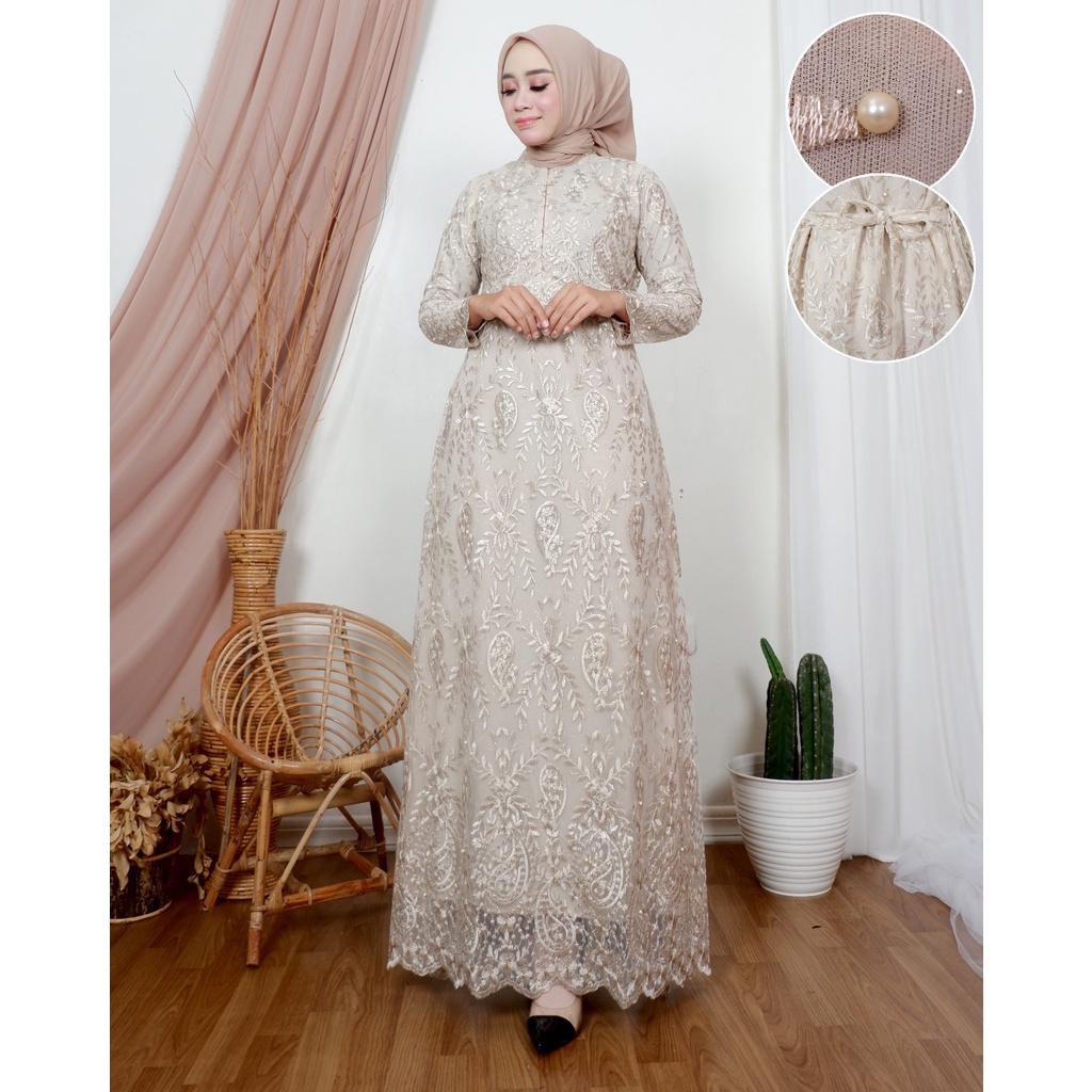 Gamis Tulle Modern Dress Pesta Wanita Busui Friendly By Laquse_Kebaya2