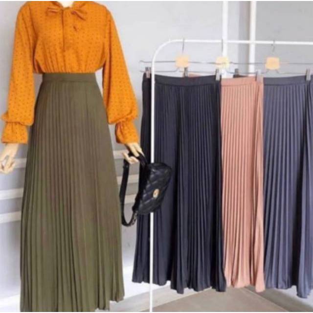  ROK  PLISKET  JUMBO PAYUNG rok  plisket  polos murah Shopee 