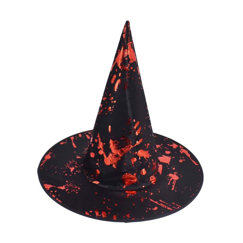 Topi Penyihir Motif Print Tangan Darah Untuk Kostum Halloween