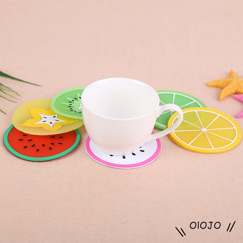 Fruit Shape Silica Gel Cup Glass Mat Tatakan Gelas Cangkir Motif Buah - ol