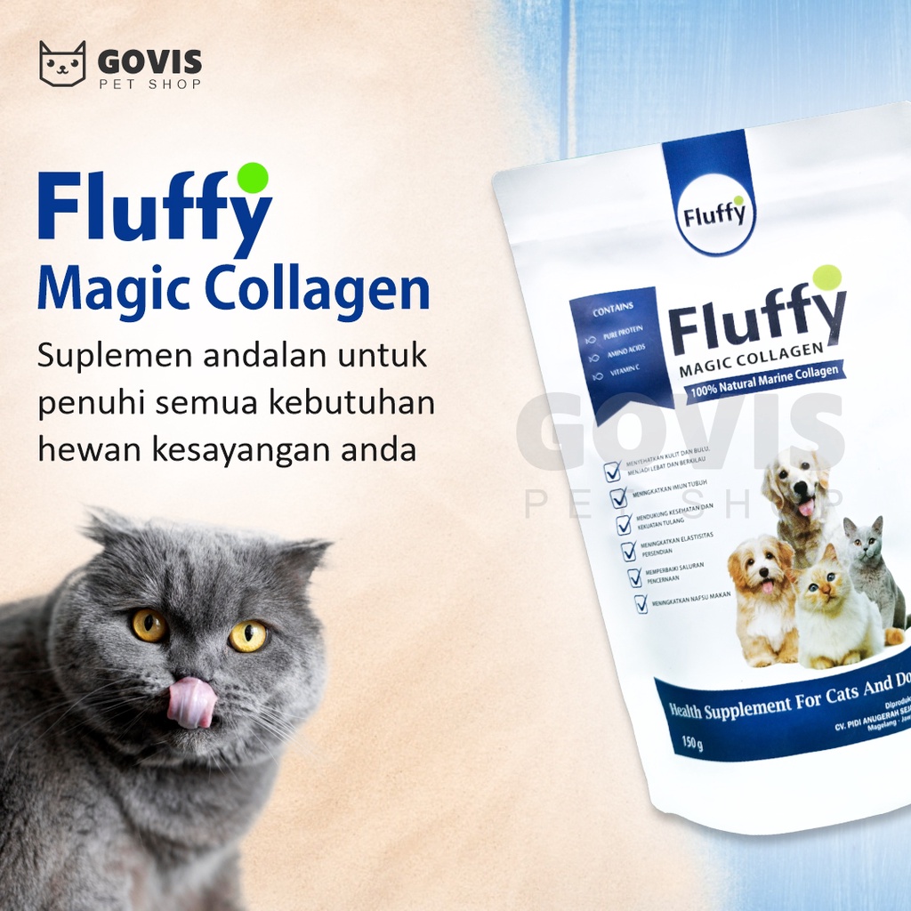 Fluffy Magic Collagen Vitamin Kucing Suplemen Penggemuk Penumbuh Bulu Anabul