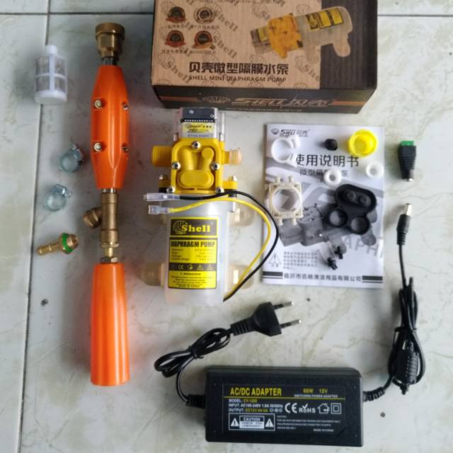 Review Testing Pompa Air Dc High Pressure Shell Dengan Water Jet Sprayer Stick 20cm Youtube