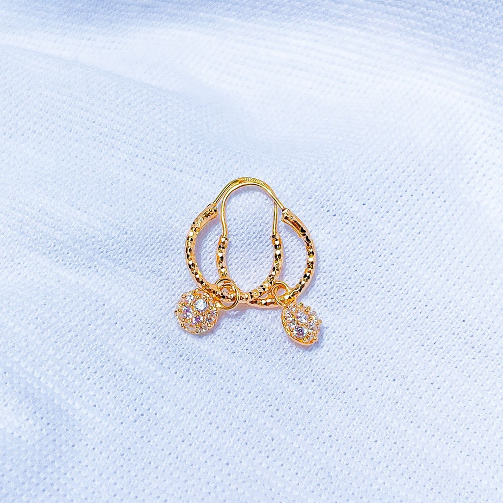 Anting bulat anak dan dewasa emas asli kadar 700 70 16k rosegold gantung permata bola ukir kilat simple mewah giwang kerabu ringan 1 gram gipsy gipsi ukir mericaa