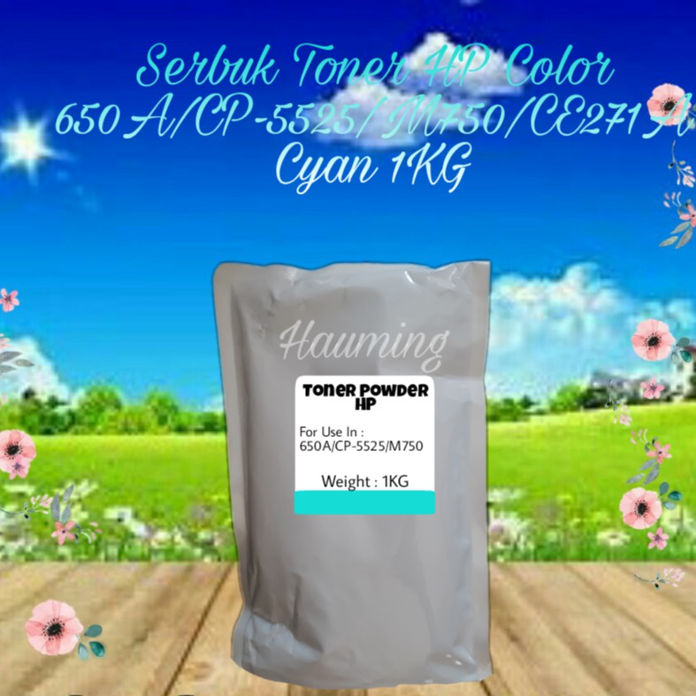 Serbuk Toner HP 650A CP5525 M750 CP5525dn CP5525n CP5525xh M750xh M750n M750dn CE271A Cyan 1kg