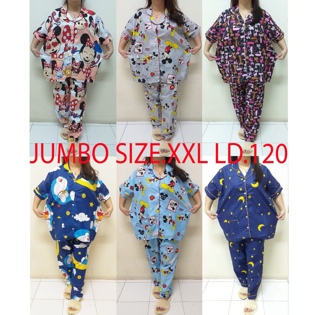 ISANNY PIYAMA SET SIZE.XXL/PIYAMA CP JUMBO ABSTRAK/STICH/BUNGA/PAKAIAN WANITA/REAL PICT