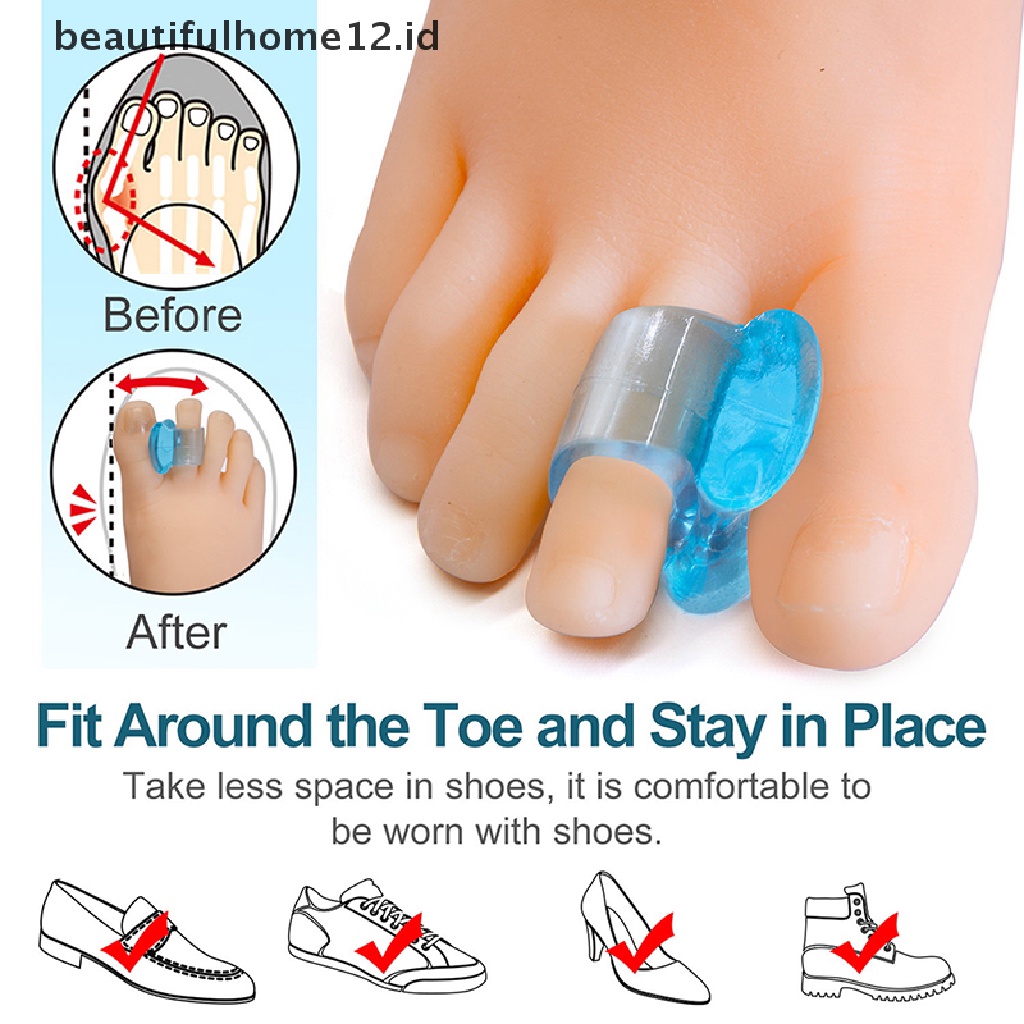 【beautifulhome12.id】 2pcs Silicone Gel Toe Spacer Separator Straightener Spreader Bunion Pain Relief .