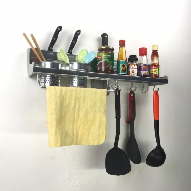 Rak Gantung Multifungsi Dinding Dapur untuk Bumbu Botol Kecap Sendok