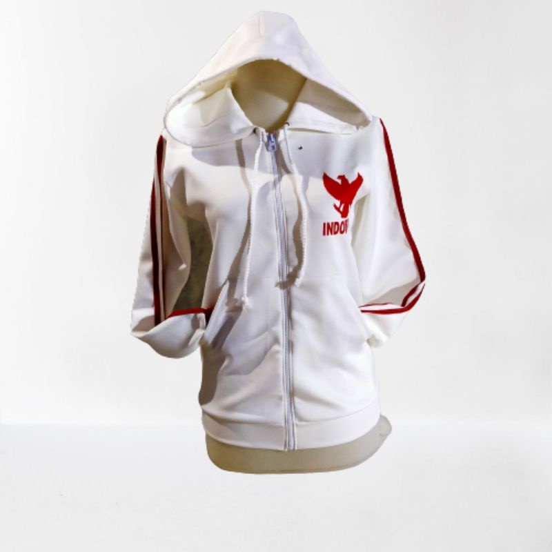 Jaket senam/baju senam putih merah