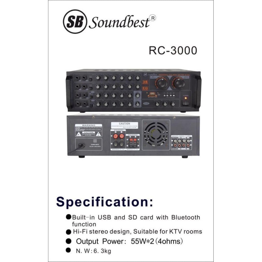 Amplifier Soundbest RC 3000 BT RC3000 Bt RC-3000 Bluetooth Original