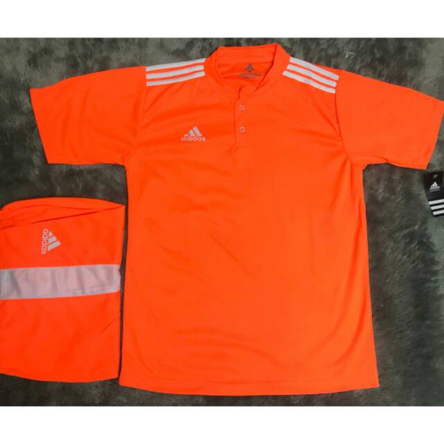 SETELAN FUTSAL AD KERAH ORANGE POLOS / JERSEY / BAJU TIM SEPAK BOLA