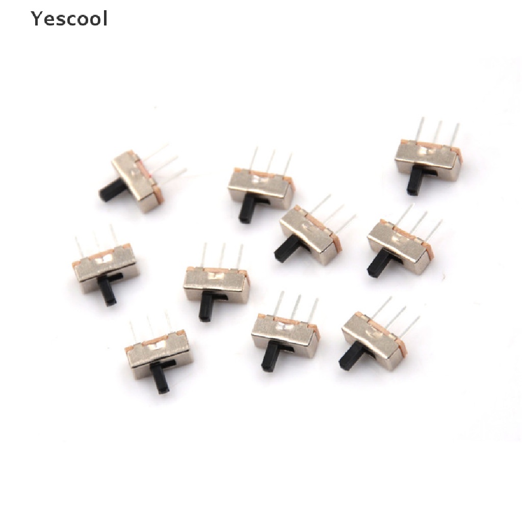 Yescool 10Pcs Saklar Slide Panel PCB Vertikal 2 Posisi SPDT 1P2T 3 Pin 4mm