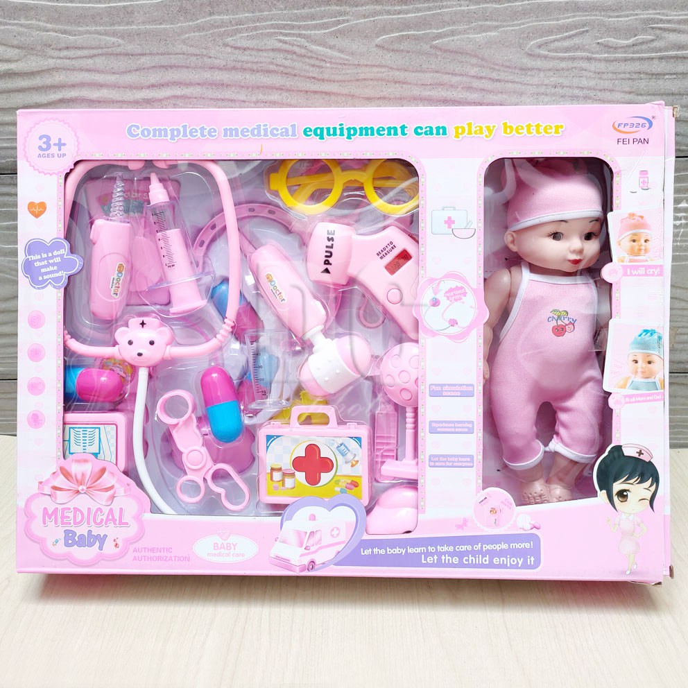 Medical Baby Set Thermo Gun Mainan Peralatan Dokter dokteran Set