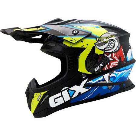 HELM CROSS GIX CROSS MOTIF SHARK BLACK DOFF YELLOW JPX CROSS