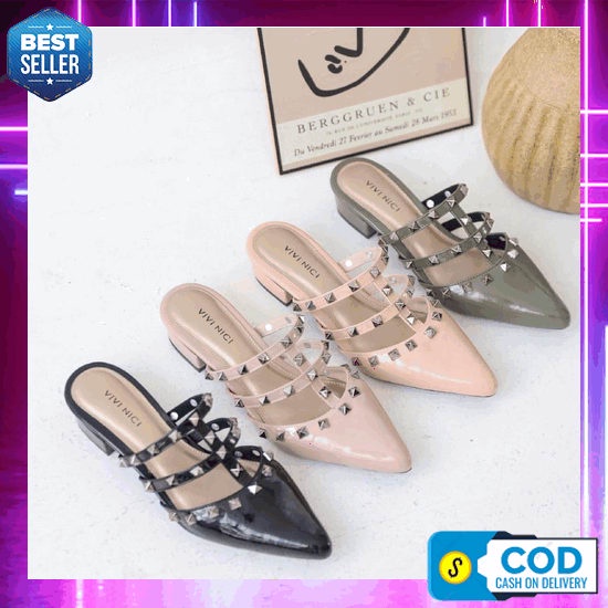 Realpict Pump Highheels Import 10Cm Putih Ungu Hitam Glossy Open Toe T Sandal Wanita High Heels Mule