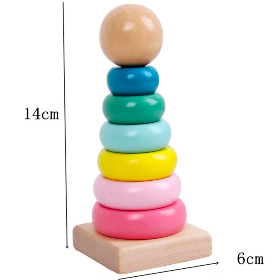 BUYEE GIFT - Rainbow Tower | Menara Donat Kayu | Ring Donat Kayu