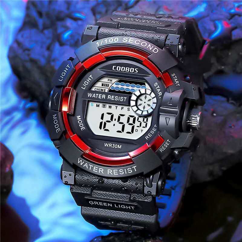 (SS)JAM TANGAN PRIA SPORTS DIGITAL STRAP RUBBER BULAT BLACK GA-18