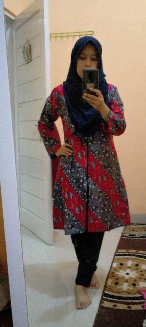 Outer Batik Tunik Zipper Depan S M L Xl Xxl Xxxl  Dolby Dolbi Dobby Doby