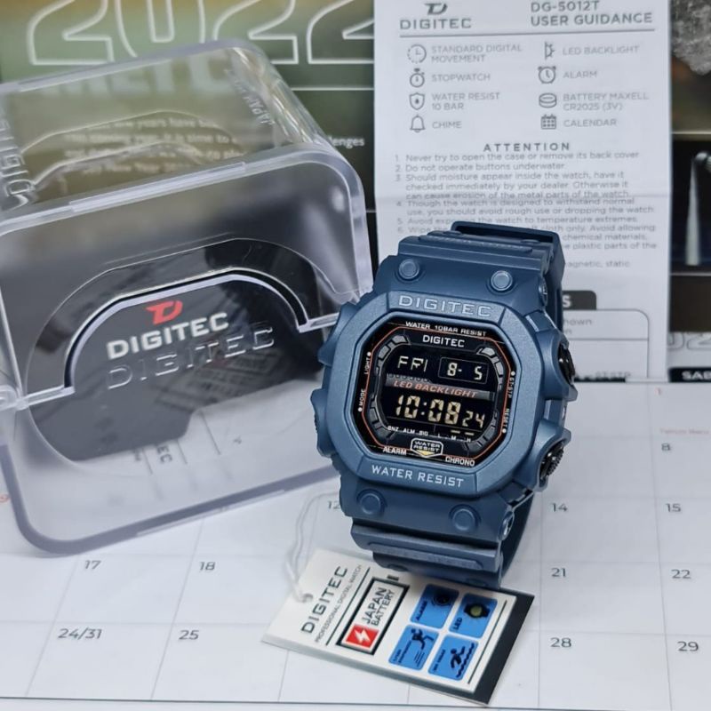 Jam Tangan Pria Digital DIGITEC DG 5012 Rubber Original