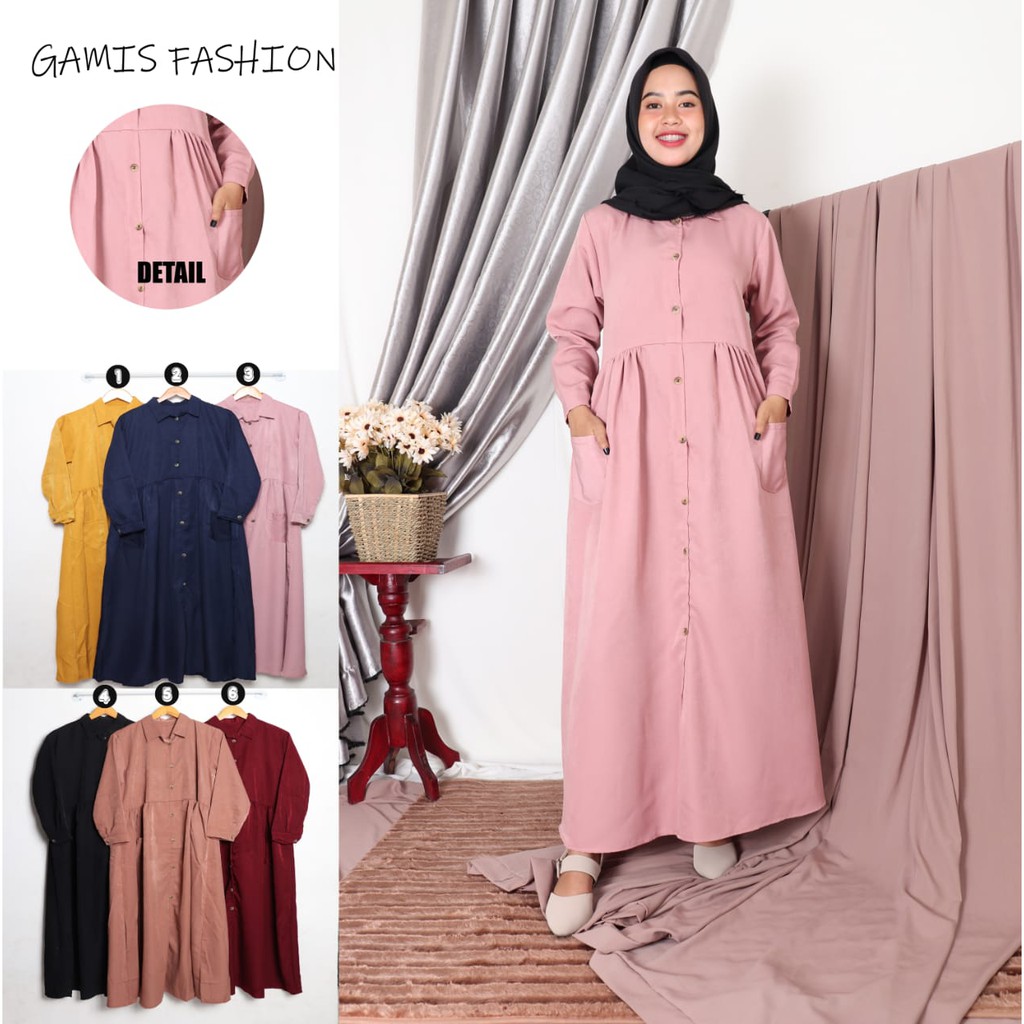 Gamis Polos Model Kancing Depan Model Terbaru Dan Tercantik Shopee Indonesia