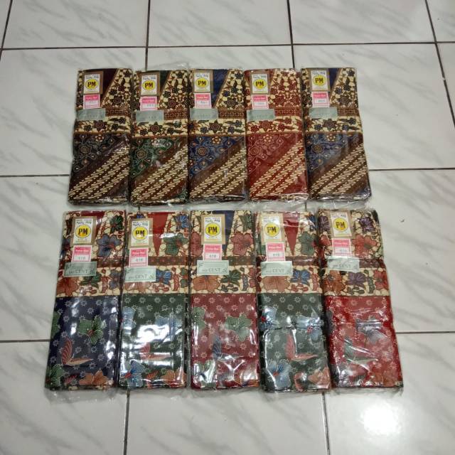 Kain Panjang Samping Sarung Batik Wanita Merk PM Pulau Mas Putih Kuning