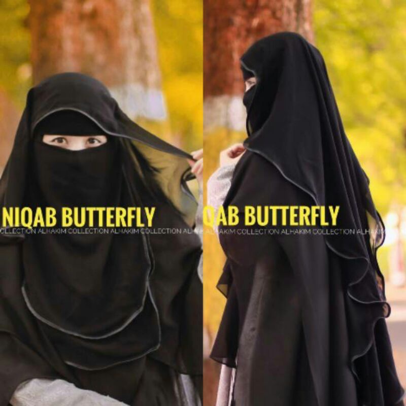 CADAR NIQAB YAMAN BUTTERFLY 2 LAYER/Niqab Yaman Panjang 97 cm layer belakang/Niqab Yaman Butterfly F