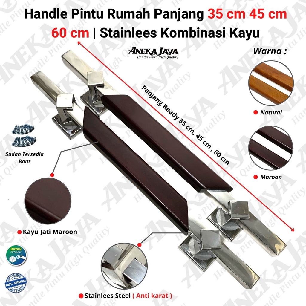 [ Satu set ] Gagang Pintu / Tarikan Pintu Rumah Stainless / body kunci / Handle Pintu rumah 45 cm