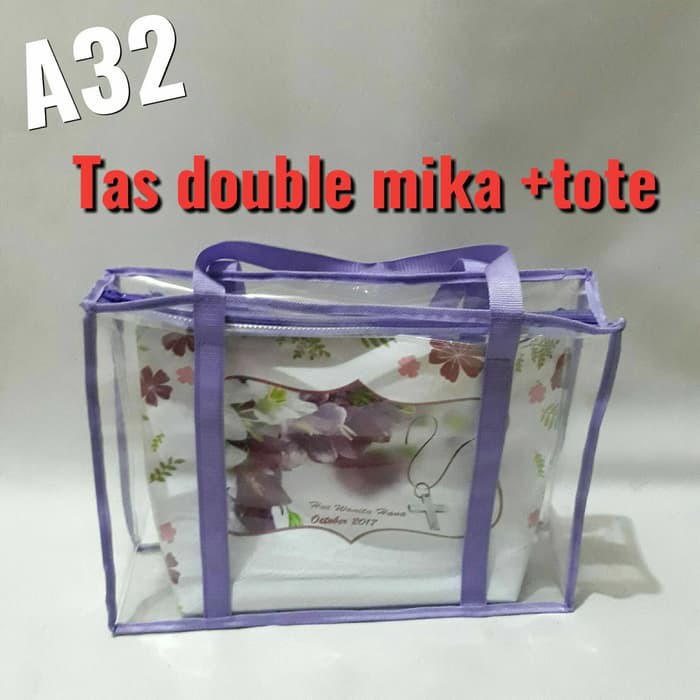 MURAH -- Souvenir Tas Mika Tote Bag Custom Disain Printing Foto Nama