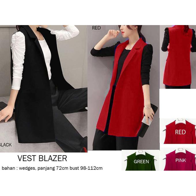 Blazer Formal Tanpa Lengan Wanita / Blazer Kerja Hitam Panjang Wanita "Gratis Ongkir"