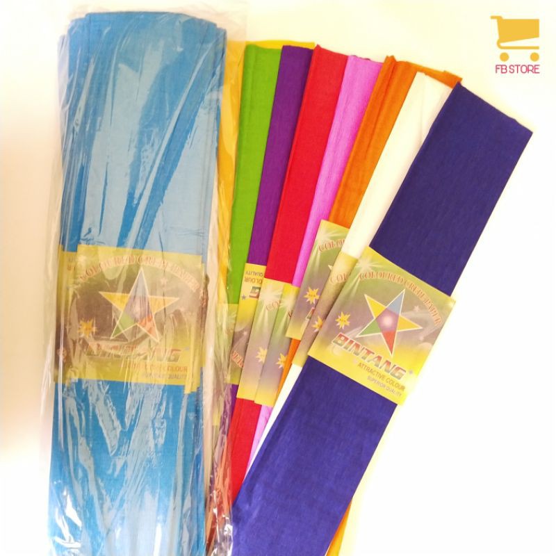 Jual kertas krep / coloured crepe paper ukuran +-61x117,5cm per pack