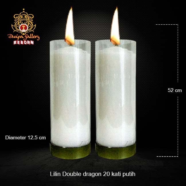 Lilin/Candle Puja Sembahyang Pilar Natal Double Dragon 20 Kati Putih