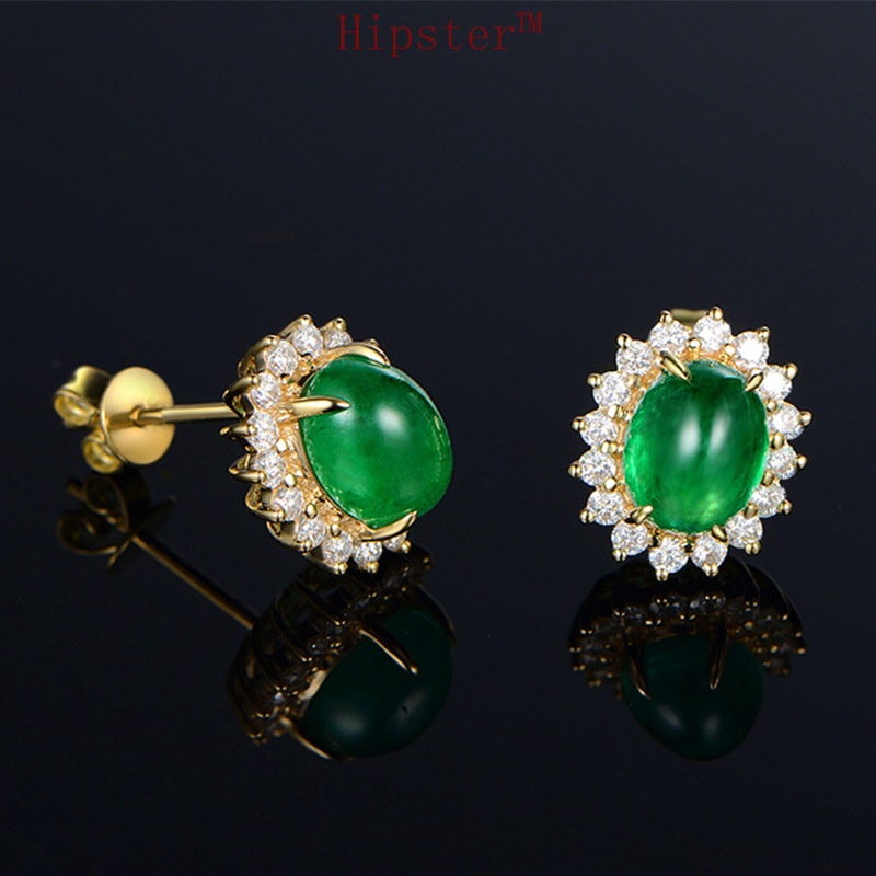 Popular Classic Light Luxury Emerald Full-Jeweled Stud Earrings