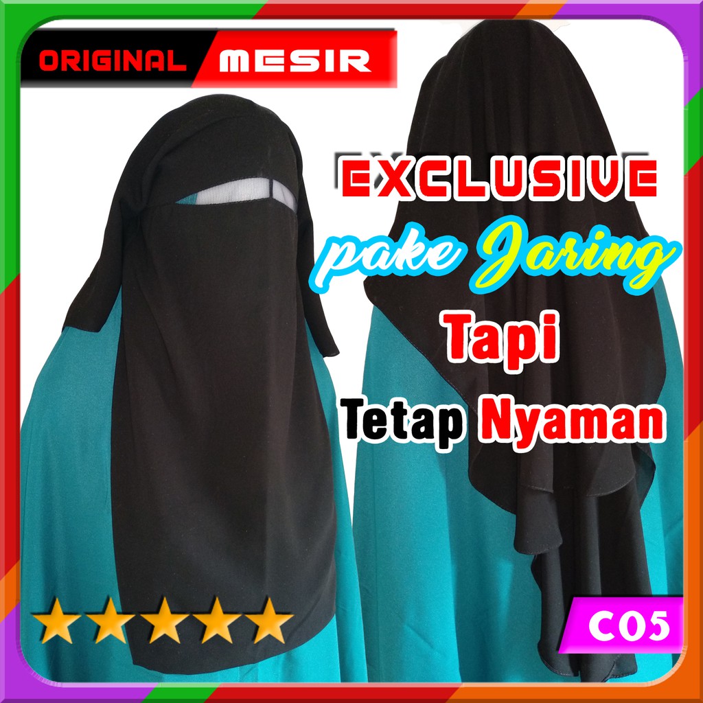 CADAR NIQAB NIQOB NOSE STRING JARING MATA PURDAH 3 LAYER SIFON ARAB HITAM ORI MESIR MURAH COD C05