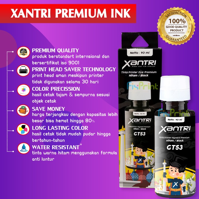 Tinta Premium Xantri GT53 GT51 Black GT52 Cyan Magenta Yellow Compatible Printer HP 115 315 415 515