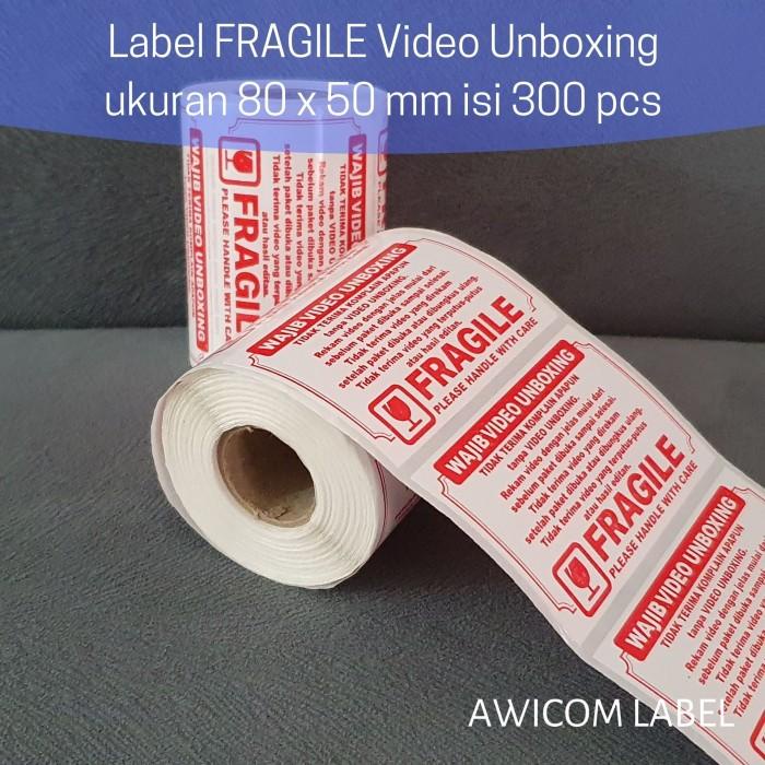 

Delia | Label Sticker Fragile Wajib Video Unboxing Stiker 80X50 Isi 300