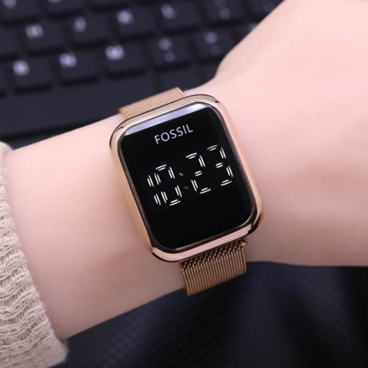 jam tangan digital wanita FOS kotak LED touchscreen LS-032NR rantai pasir magnet –GNH.10Jn22ᵞ